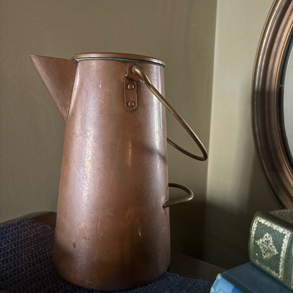 Rustic Copper Pitcher with Handle - Picture 2 of 2
